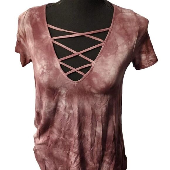 American Eagle Outfitters Soft and Sexy Purple Tie Dye Short Sleeve Tee XS - Picture 3 of 7
